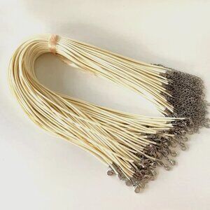 As Low As $2 5pcs Beige Waxed Cotton Cords for Necklace Making 17.4" + 2"ext (5)